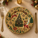 Christmas Reindeer and Poinsettia Decorative Plate – Gold Holiday - MintiHome