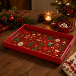 Christmas Plaid Red Plastic Serving Tray - Round and Rectangular - MintiHome