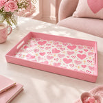 Valentine's Day Plastic Serving Tray – Pink Heart Confetti - MintiHome