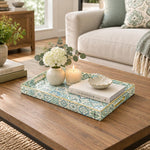 Daily Decorative Plastic Serving Tray – Sage Blue Tile Medallion - MintiHome