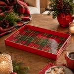 Christmas Plaid Plastic Serving Tray – Holly Pinecone Holiday - MintiHome
