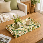 Cream Yellow Bloom Floral Plastic Serving Tray – Full Print - MintiHome