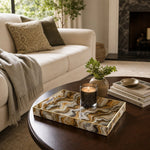 New Year Marble Plastic Tray – Black Brown Gold Swirl - MintiHome