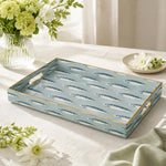 Ocean Blue Seashells Plastic Serving Tray - Starfish Accent - MintiHome