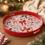 Red Plaid Bow Christmas Plastic Serving Tray – 40x26 - MintiHome