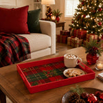 Christmas Plaid Plastic Serving Tray – Holly Pinecone Holiday - MintiHome