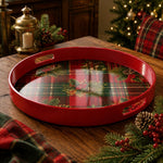 Christmas Plaid Plastic Serving Tray – Holly Pinecone Holiday - MintiHome
