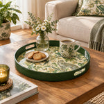 Ramadan & Eid al-Fitr Plastic Serving Tray – Jungle Toile Menagerie plastic serving tray shown in a round styled scene.