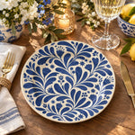 Daily Decorative Charger Plate – Navy Folk Fern Pattern - MintiHome