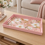 Valentine's Day Plastic Serving Tray – Blush Blossom Garden plastic serving tray shown in a rectangular product view.