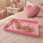 Valentine's Day Plastic Serving Tray – Pink Heart Confetti - MintiHome