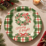 Christmas Decorative Charger Plate – Green Plaid Wreath - MintiHome