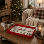 Christmas Snowy Village Serving Tray - Red Winter Scene - MintiHome