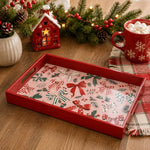 Red Plaid Bow Christmas Plastic Serving Tray – 40x26 - MintiHome