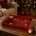 Christmas Plaid Red Plastic Serving Tray - Round and Rectangular - MintiHome