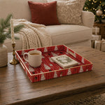 Christmas Decorative Plastic Serving Tray – Snowy Tree Red Stripe - MintiHome