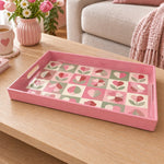 Valentine's Day Plastic Serving Tray – Checkerboard Tulip - MintiHome