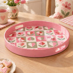 Valentine's Day Plastic Serving Tray – Checkerboard Tulip - MintiHome