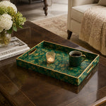 Emerald Gold Floral Plastic Serving Tray – Full Print Border - MintiHome