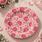 Valentine's Day Decorative Charger Plate – Blush Rose Bouquet full-print plastic serving tray shown in a product view.