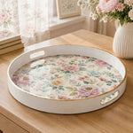 Vintage Pink Peony Blue Rose Wedding Plastic Serving Tray Rectangular - MintiHome