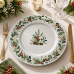 Christmas Plastic Plate – Watercolor Pinecone Botanical Wreath - MintiHome