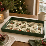 Green Holly Ornament Christmas Plastic Serving Tray - MintiHome