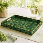 Emerald Gold Floral Plastic Serving Tray – Full Print Border - MintiHome