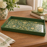Ramadan & Eid al-Fitr Plastic Serving Tray – Damask Floral Scroll plastic serving tray shown in a rectangular product view.