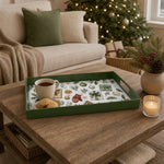 Green Christmas Ornament Bow Plastic Serving Tray with Mitten - MintiHome