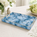 New Year Marble Plastic Tray – Blue Geometric Veins - MintiHome