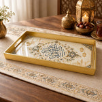 Ramadan & Eid al-Fitr Plastic Serving Tray β Calligraphy Lanterns plastic serving tray shown in a rectangular product view.