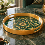 Ramadan & Eid al-Fitr Plastic Serving Tray β Emerald Lotus Bloom - MintiHome