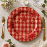 Red Gingham and Star Christmas Charger Plate for Farmhouse Table - MintiHome