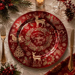Christmas Calligraphy and Sleigh Decorative Plate – Red Holiday - MintiHome