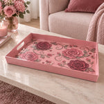 Valentine's Day Plastic Serving Tray – Vintage Rose Scroll - MintiHome