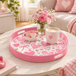 Valentine's Day Plastic Serving Tray – Watercolour Hearts - MintiHome