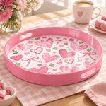 Valentine's Day Plastic Serving Tray – Watercolour Hearts - MintiHome
