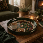 Christmas Pinecone Green Plastic Serving Tray - Holly Design - MintiHome