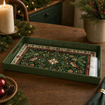 Christmas Pinecone Green Plastic Serving Tray - Holly Design - MintiHome