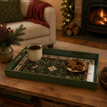 Christmas Pinecone Green Plastic Serving Tray - Holly Design - MintiHome