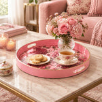 Valentine's Day Plastic Serving Tray – Vintage Rose Scroll - MintiHome