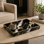 New Year Marble Plastic Tray – Black and Gold Veins - MintiHome