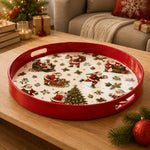 Christmas Vintage Santa Serving Tray – Red Rim Holiday Platter - MintiHome