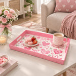 Valentine's Day Plastic Serving Tray – Watercolour Hearts - MintiHome