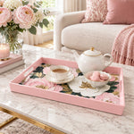Valentine's Day Plastic Serving Tray – Moody Rose Garden plastic serving tray shown in a rectangular styled scene.