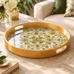 Ramadan & Eid al-Fitr Plastic Serving Tray – Jewelled Emerald Lattice - MintiHome