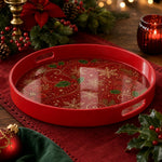 Red Gold Christmas Serving Tray – Filigree Poinsettia - MintiHome