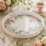 Corner Eucalyptus Peony Wedding Plastic Serving Tray Rectangular - MintiHome