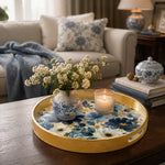 Navy Gold Peony Plastic Serving Tray – Delft Bloom - MintiHome